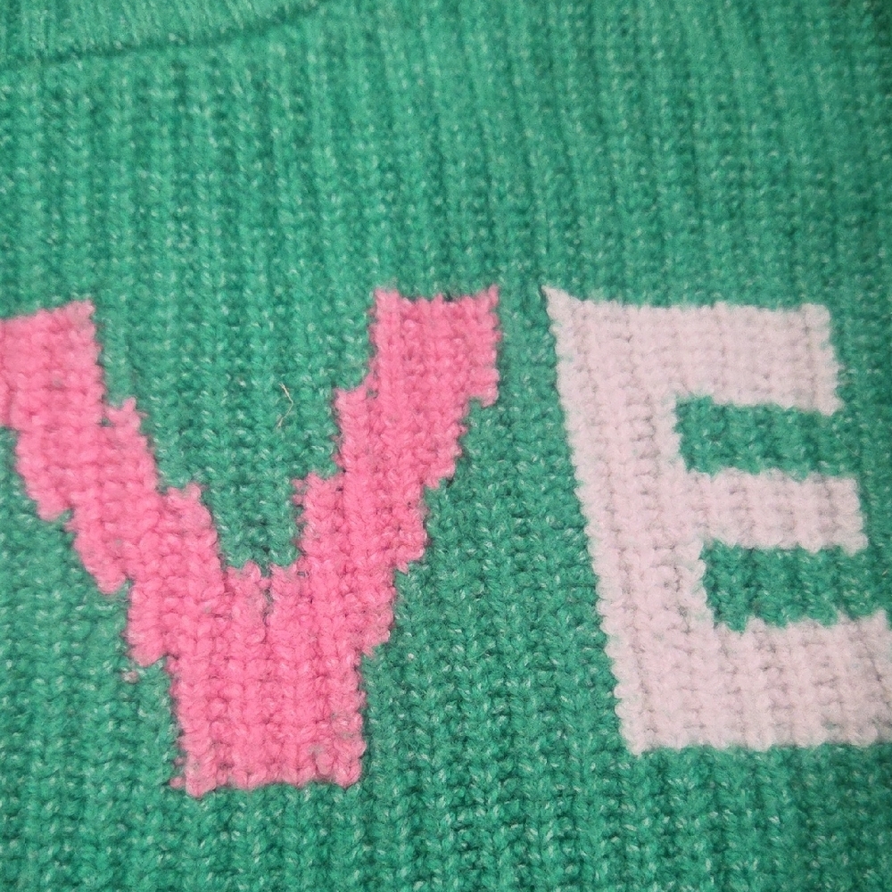 Old Navy Green Sweater with LOVE Design - Picture 3 of 5